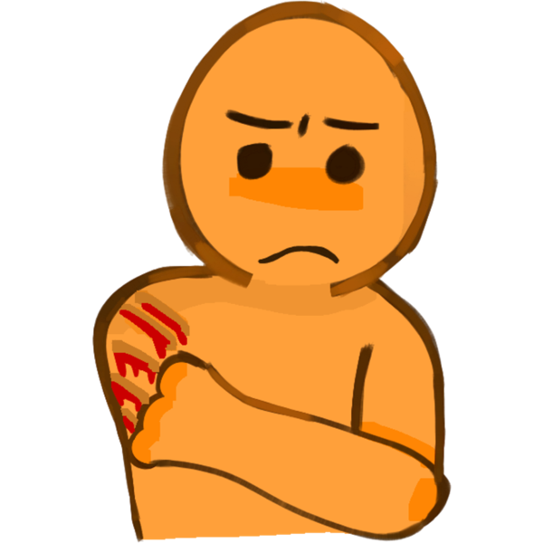 A person scratching themselves with bleeding scratches